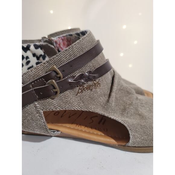 Blowfish Malibu Bella Open Toe Fabric Bootie Sandals Womens Size 8 Brown Tan - Picture 8 of 11